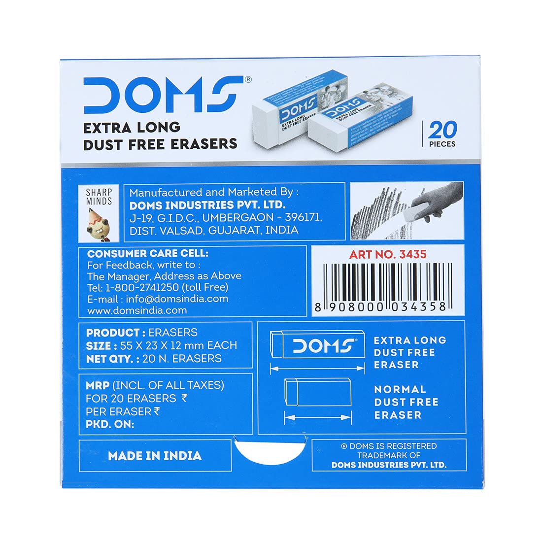 Doms Non-Toxic Dust Free Extra Long Eraser