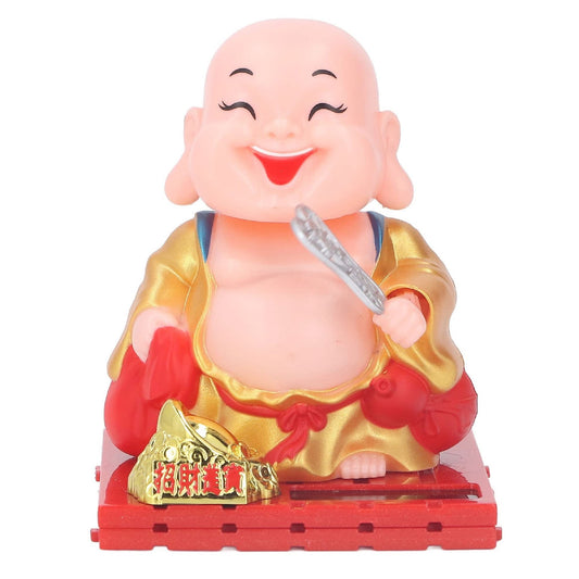 Little Monk Figurine, Solar Chinese Little Buddha Monk Statue, Bring Good Fortune Decoration Ornament, Funny Car Shaking Head Toy, Solar Power Nodding Head Dancing Toy