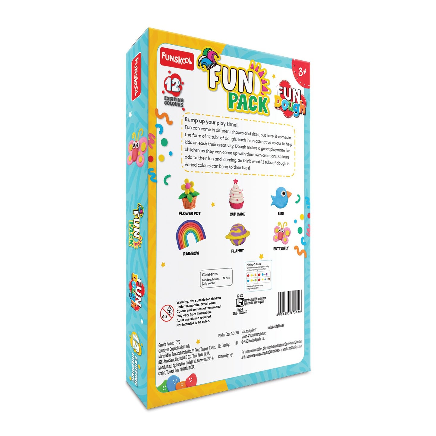Funskool-Fundough Compound Fun Pack, 300gms, (12×25 gms) , multicolour, dough, toy, shaping, sculpting, 3 years