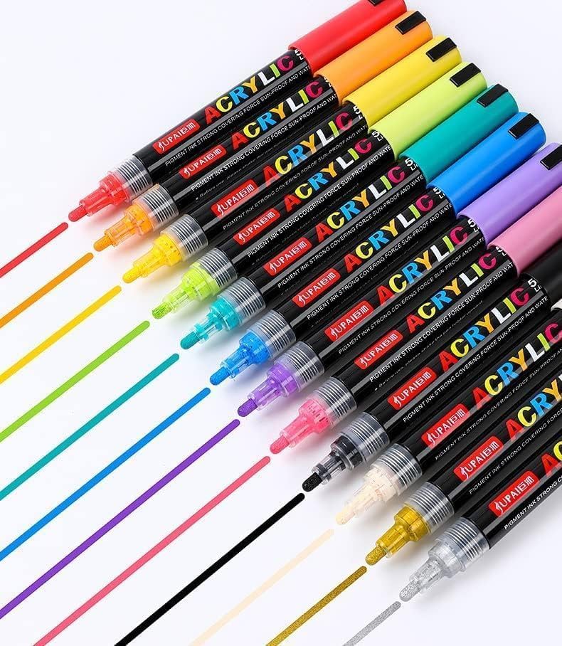Posca Paint Marker Pens 12 Colors Premium Waterproof Permanent Paint Art Marker Medium Pen Set for Rock Painting DIY Craft