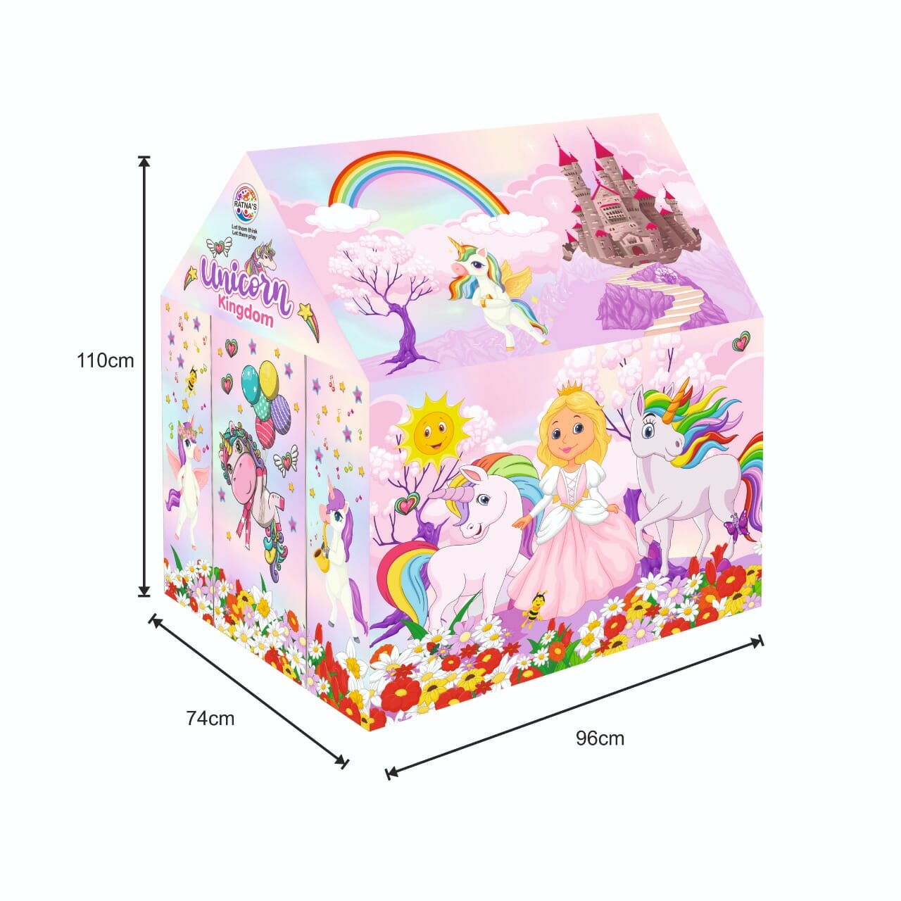 Ratna's Play Tent House Jumbo Size, Light Weight for Kids 3-10 Years Girls and Boys (Unicorn Kingdom)