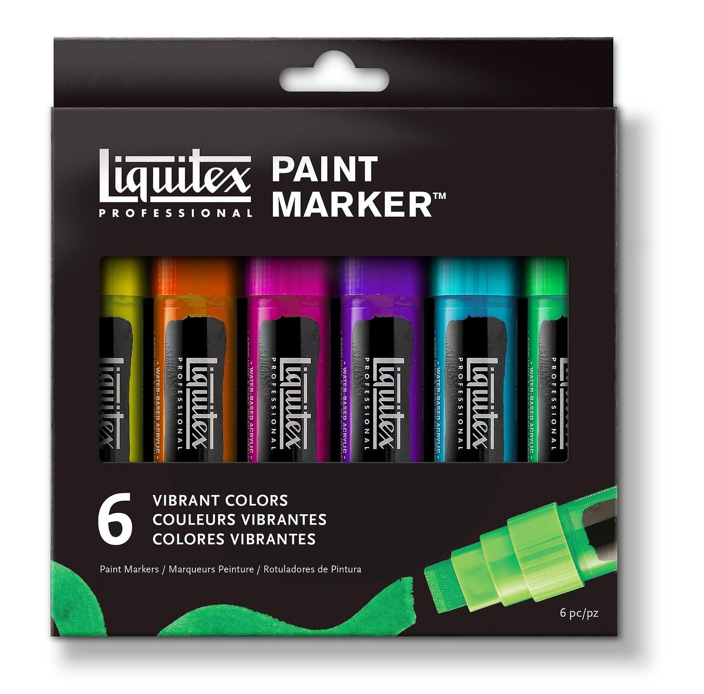 Liquitex Professional Paint Marker Set Of 6 Vibrant Colors 15mm Chisel Tip