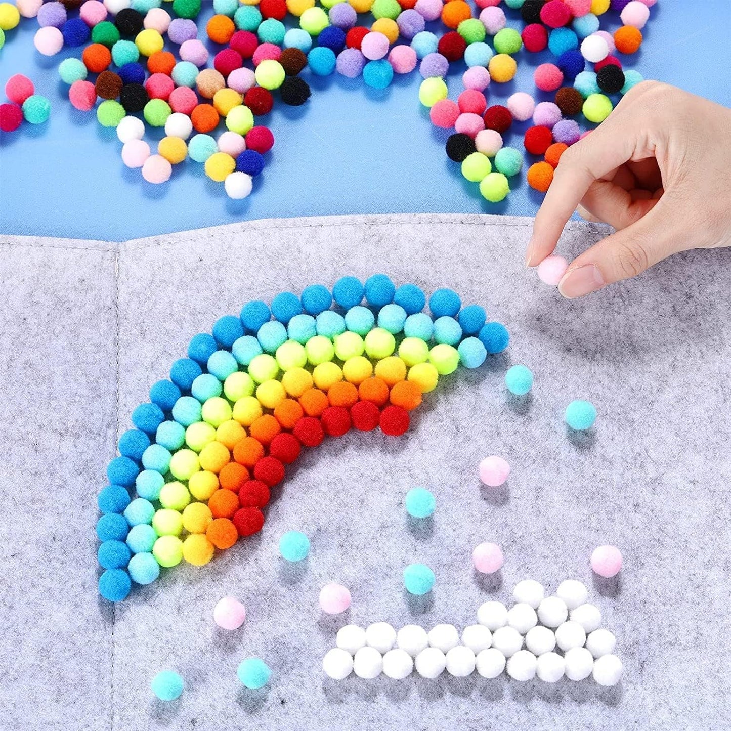 Craft Pom Pom Ball 1 Cm Assorted Colorful - 1000 Pc's