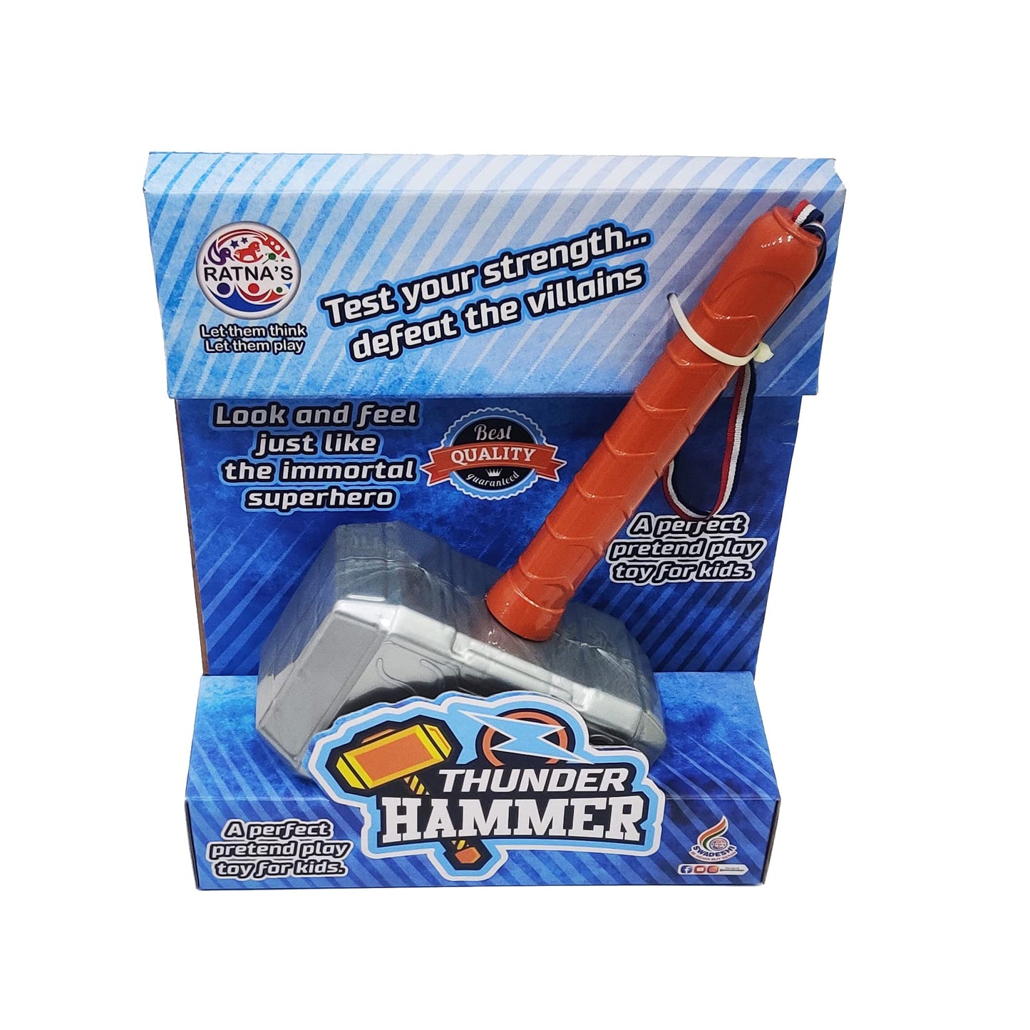 Ratna's Thunder Hammer Plastic Toy, Light Weight, A Pretend Play Toy Weapon For The Little Superhero