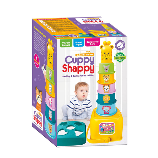 Toymate Cuppy Shappy- All in 1 Sorting Stacking Nesting Cups Shapes & Color Toy Games Montessori Activity Blocks Puzzles for Kids Boys Girls Toddler 1 2 3 Yrs&Above Multicolor