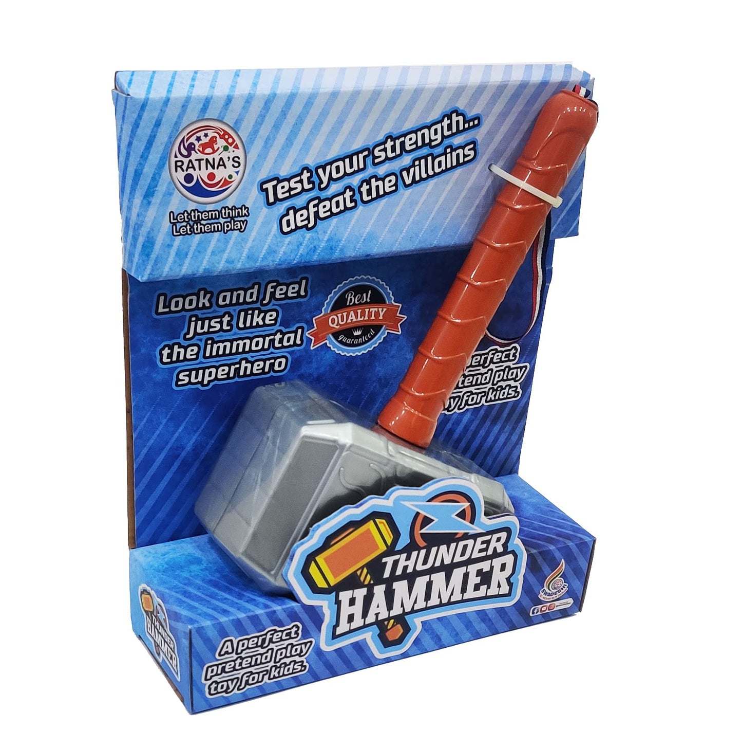 Ratna's Thunder Hammer Plastic Toy, Light Weight, A Pretend Play Toy Weapon For The Little Superhero