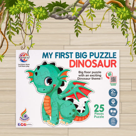 Ratna's My First Big Puzzle Dinosaur 25 Pieces Jigsaw Puzzle for Kids | A Perfect Jumbo Jigsaw Floor Puzzle for Little Hands