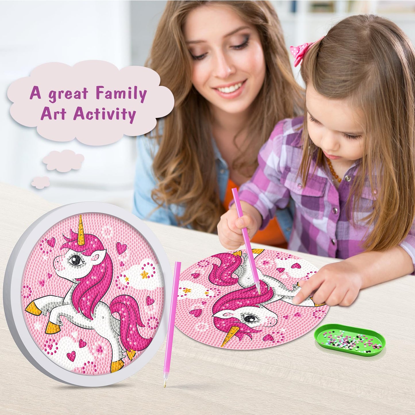 Diamond Painting Kit for Kids, Diamond Art Activity with 5D Gem Large 7.8 Inches DIY Arts and Crafts Gifts for Kids