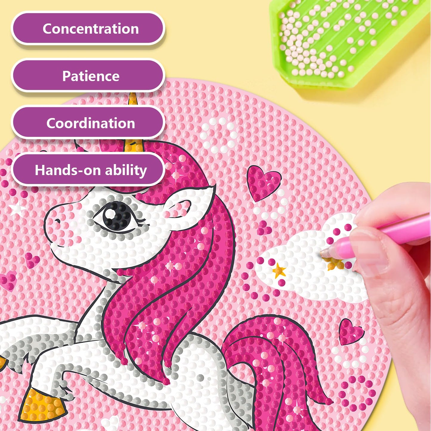 Diamond Painting Kit for Kids, Diamond Art Activity with 5D Gem Large 7.8 Inches DIY Arts and Crafts Gifts for Kids