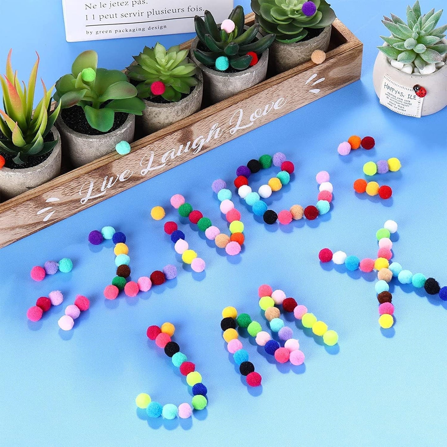 Craft Pom Pom Ball 1 Cm Assorted Colorful - 1000 Pc's