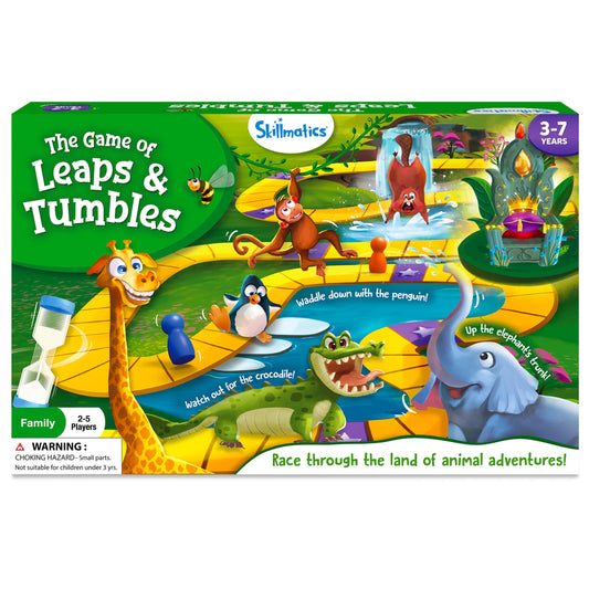 Skillmatics Board Game - Leaps & Tumbles, Classic Game with a Twist for Kids, Preschoolers, Toddlers, Gifts