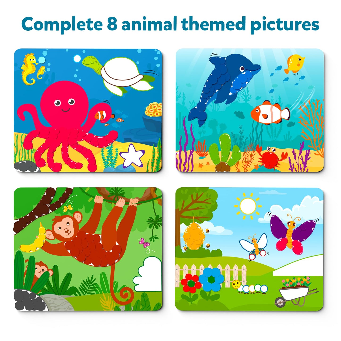 Skillmatics Art Activity - Dot It Animals, No Mess Sticker Art for Kids, Craft Kits, DIY Activity, Gifts