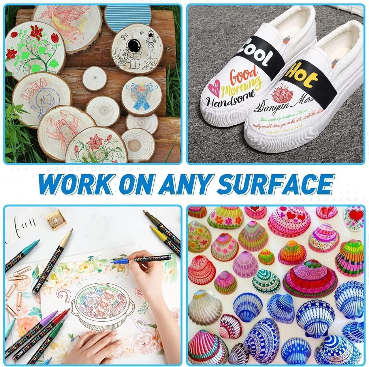 Posca Paint Marker Pens 12 Colors Premium Waterproof Permanent Paint Art Marker Medium Pen Set for Rock Painting DIY Craft