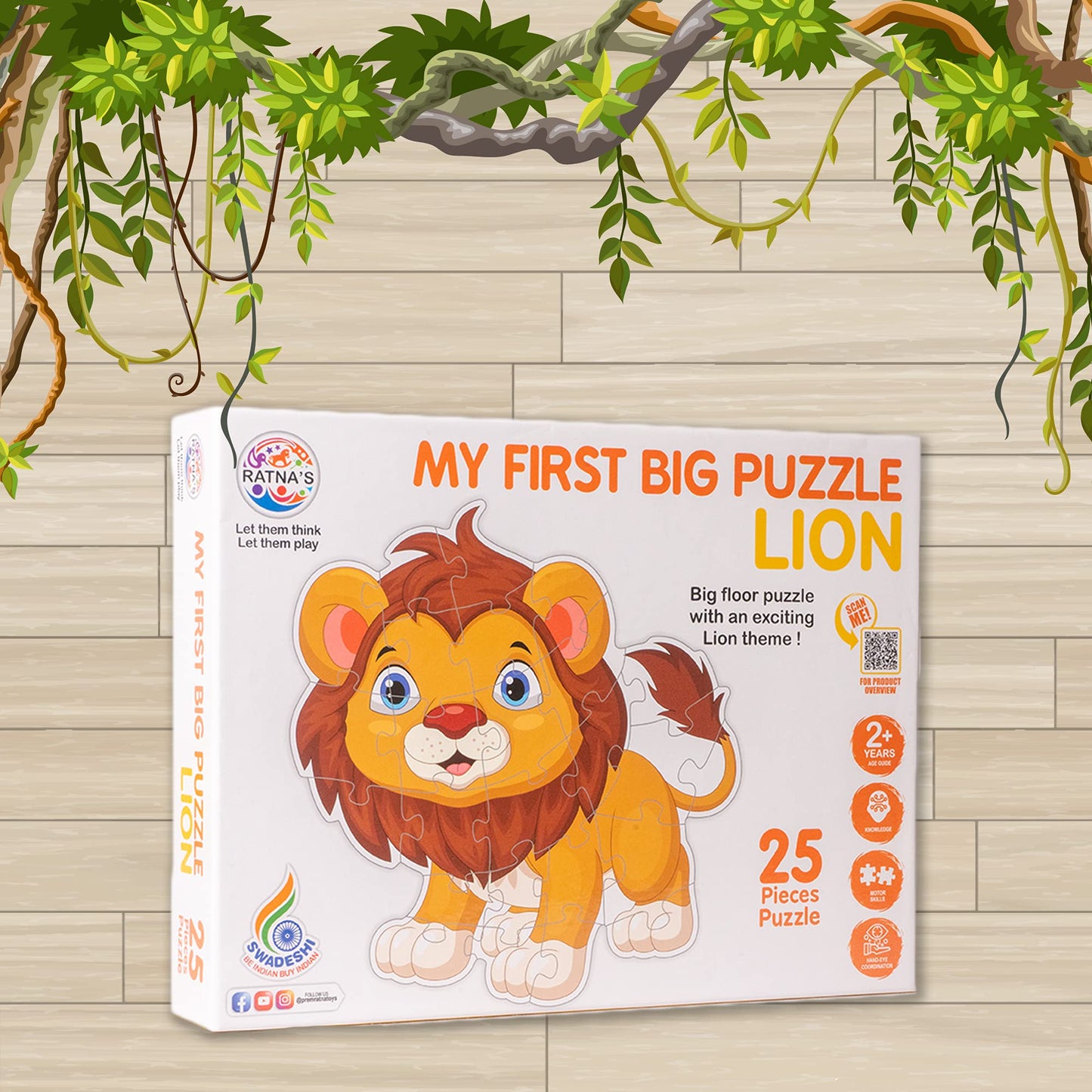 Ratna's My First Big Puzzle Lion 25 Pieces Jigsaw Puzzle for Kids | A Perfect Jumbo Jigsaw Floor Puzzle for Little Hands