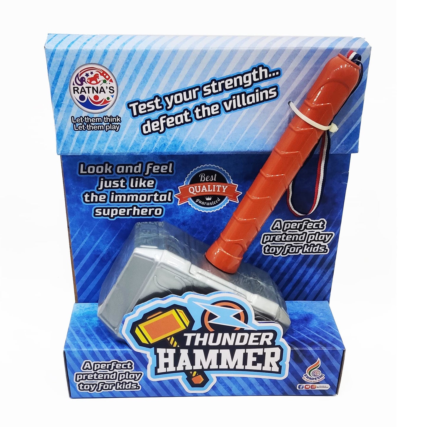 Ratna's Thunder Hammer Plastic Toy, Light Weight, A Pretend Play Toy Weapon For The Little Superhero