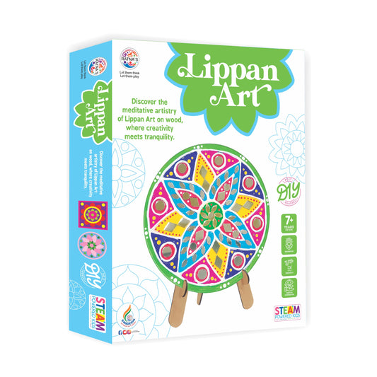 Ratna's Lippan Art Mandala Craft Kit for Kids and Adults DIY Activity with 6 Wooden Lippan Art Pcs, 80 Mirrors Pcs, Watercolors, Frames, Glue and Painting Brush