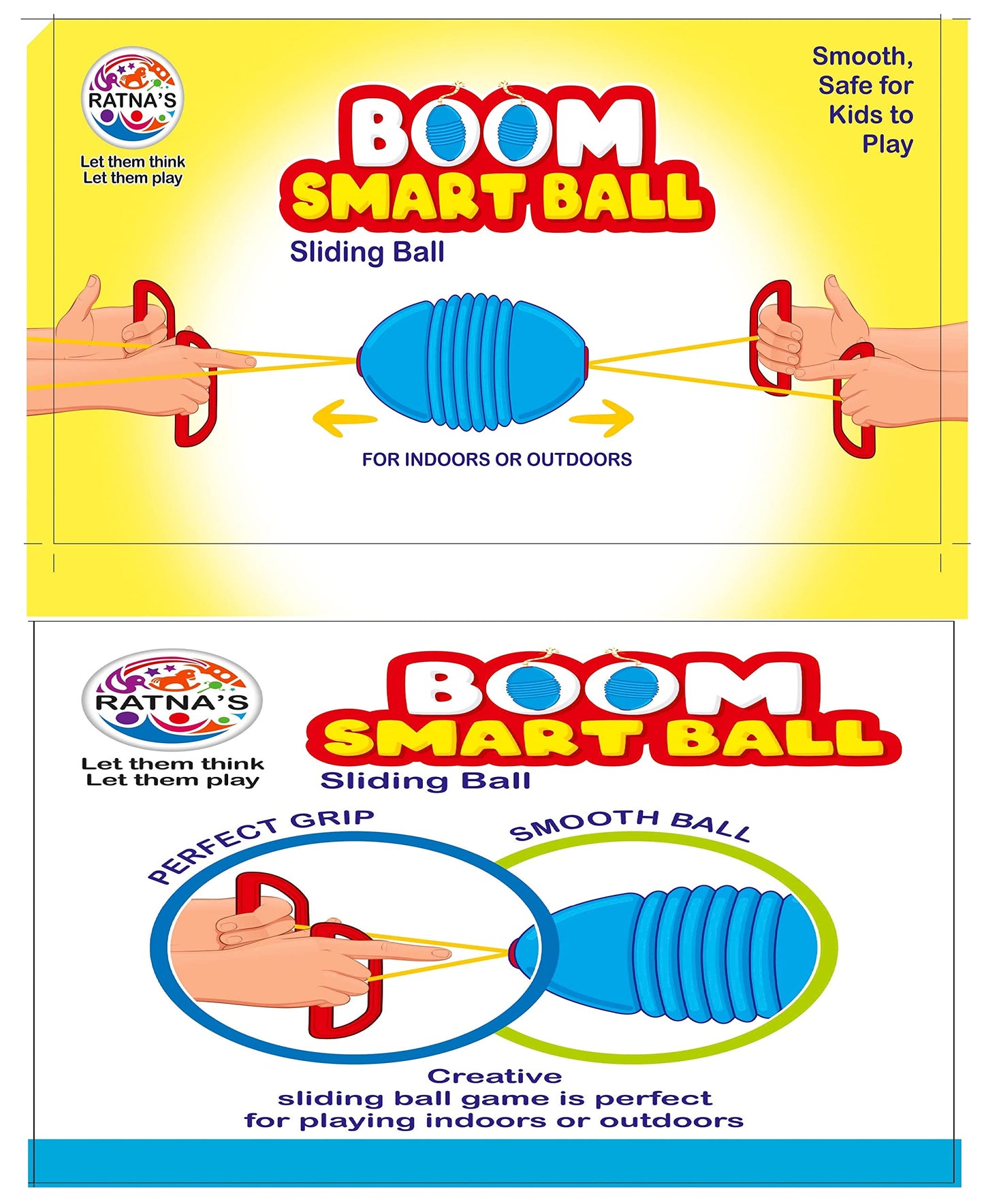Ratna's Boom Smart Ball Sliding Ball Game for Indoors & Outdoors Play for Kids 3 & Up Years