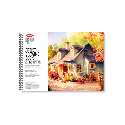 Anupam Artist Drawing Book A3 | 100 Pages 140GSM | Durable Acid Free Drawing Paper | Spiral-Bound Sketchpad for Artists, Kids & Professionals for Marker Colored Pencil Charcoal Pastels