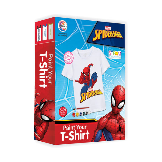 Ratna's Paint Your T-Shirt Marvel Spiderman Theme DIY Kit with Free Size T-Shirt for 5-12 Years Kids (Spiderman)