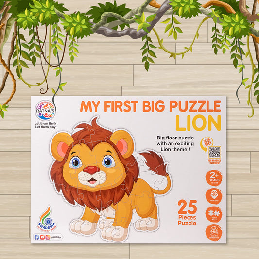 Ratna's My First Big Puzzle Lion 25 Pieces Jigsaw Puzzle for Kids | A Perfect Jumbo Jigsaw Floor Puzzle for Little Hands