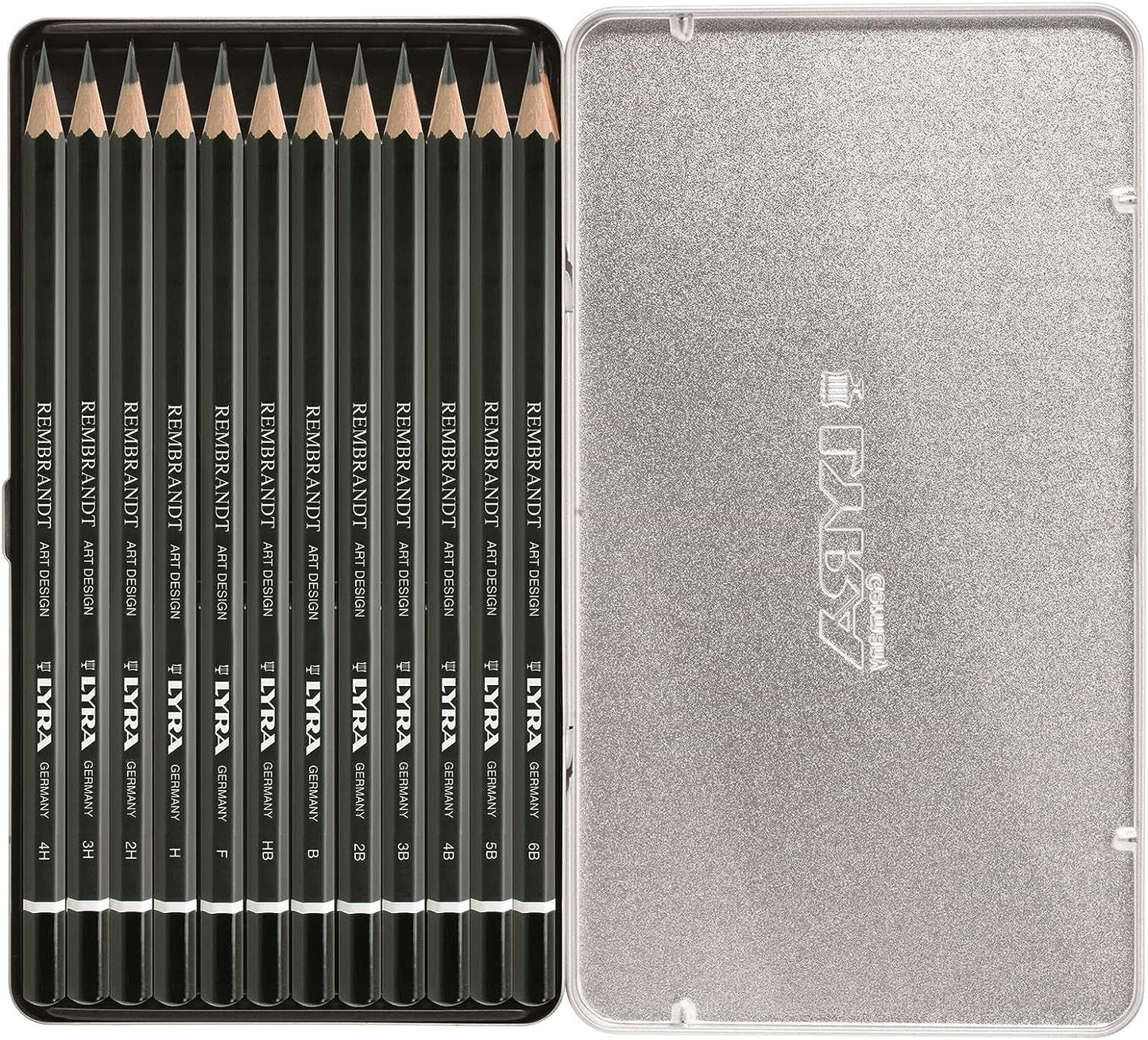 Lyra Art Design Sketching Pencil Set of 12 - 4H, 3H, 2H, H, F, HB, B, 2B, 3B, 4B, 5B, 6B