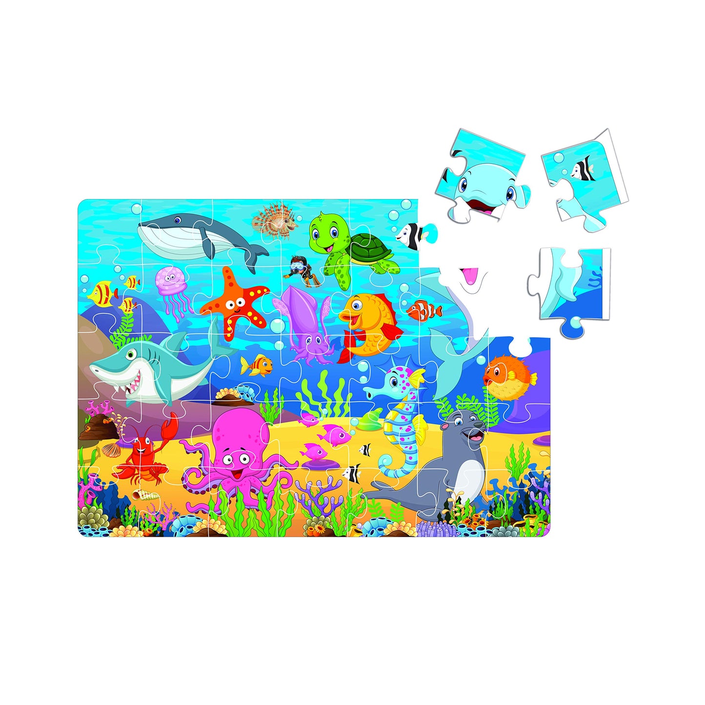 Ratna's 4 In 1 Animal World Jigsaw Puzzle Set-35 Pieces Each,Multicolor (Wild Animals,Farm Animals,Sea Animals,&Birds)|Educational Toy For Kids|Cognitive Development|Hand-Eye Coordination