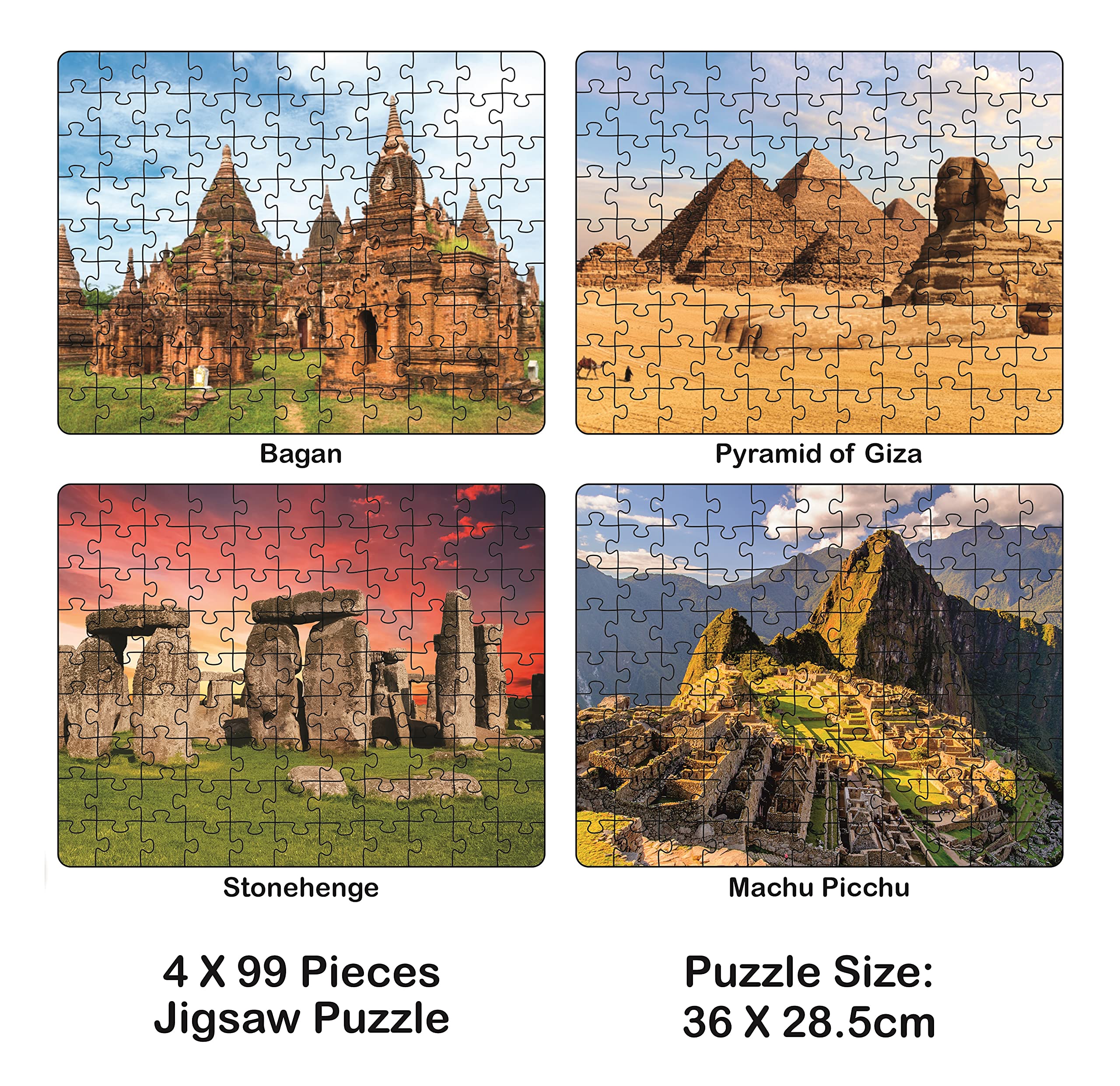 Ratna's 4 in 1 World Heritage Sites Jumbo Jigsaw Puzzle (4 x 99