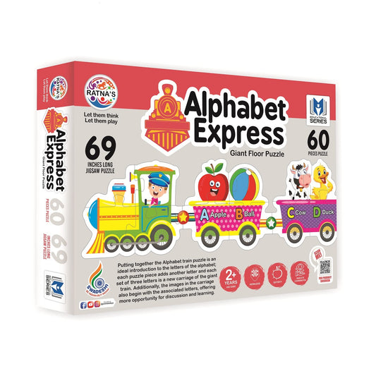 Ratna's Alphabet Express Educational Giant Floor Train Puzzle for Kids 2+ Years