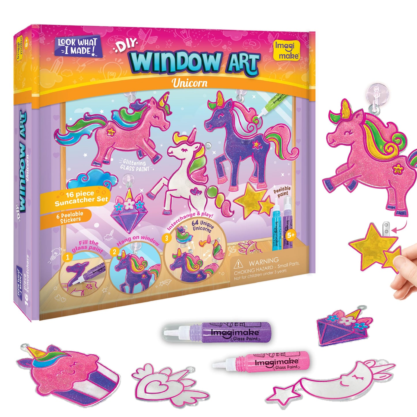 Imagimake Unicorn-Themed Window Art Craft Kit: Glass Painting Set