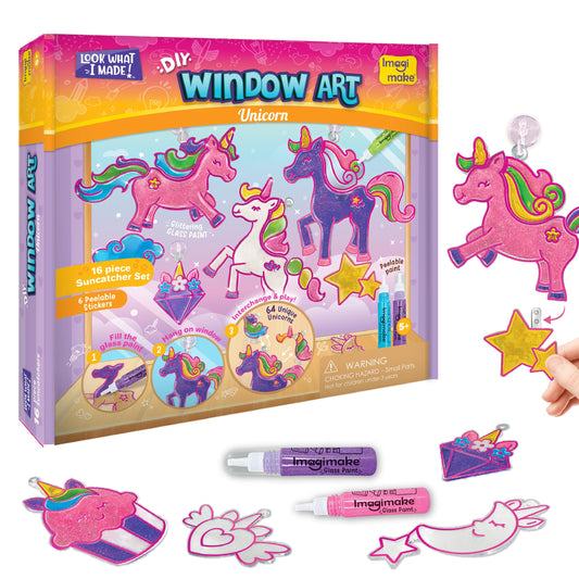Imagimake Unicorn-Themed Window Art Craft Kit: Glass Painting Set