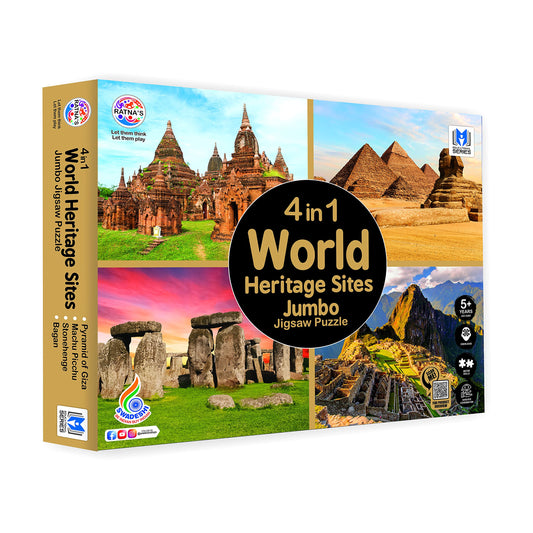 Ratna's 4 in 1 World Heritage Sites Jumbo Jigsaw Puzzle (4 x 99 Pieces) Size 36 x 28.5 cm for Each Puzzle Educational Toy for Kids 5+ Years