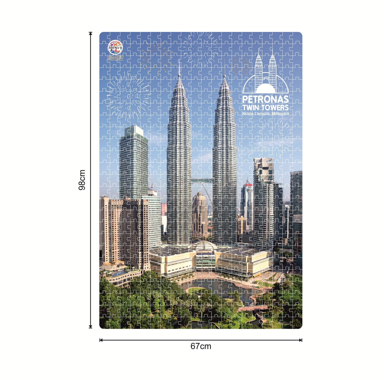 Ratna's Petronas Twin Towers Malaysia 500 Pieces Jumbo Floor Jigsaw Puzzle (Size: 98 cm * 67 cm)