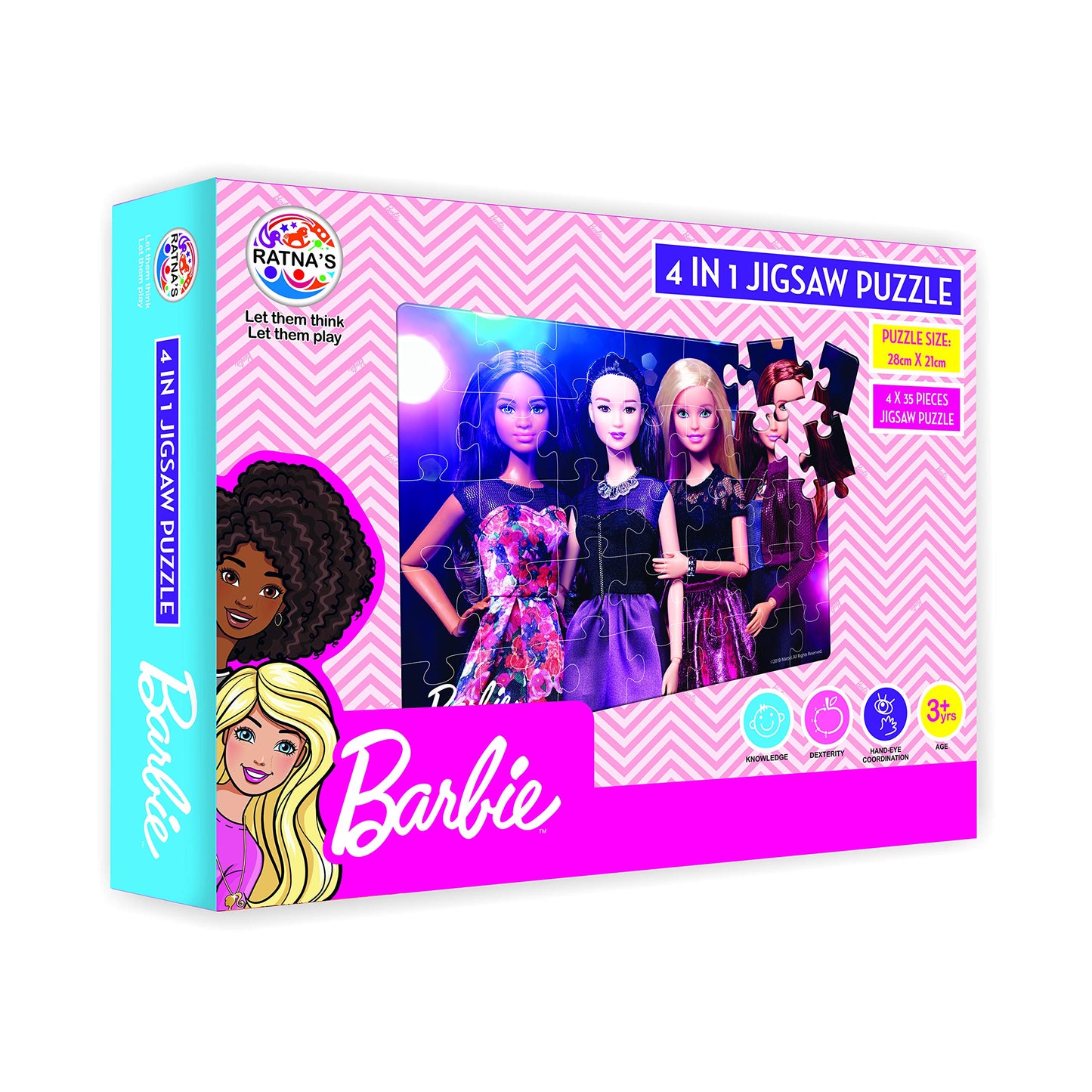 Ratna's Barbie Jigsaw 4 in 1. 4 Different Jumbo Jigsaw Puzzles for Girls