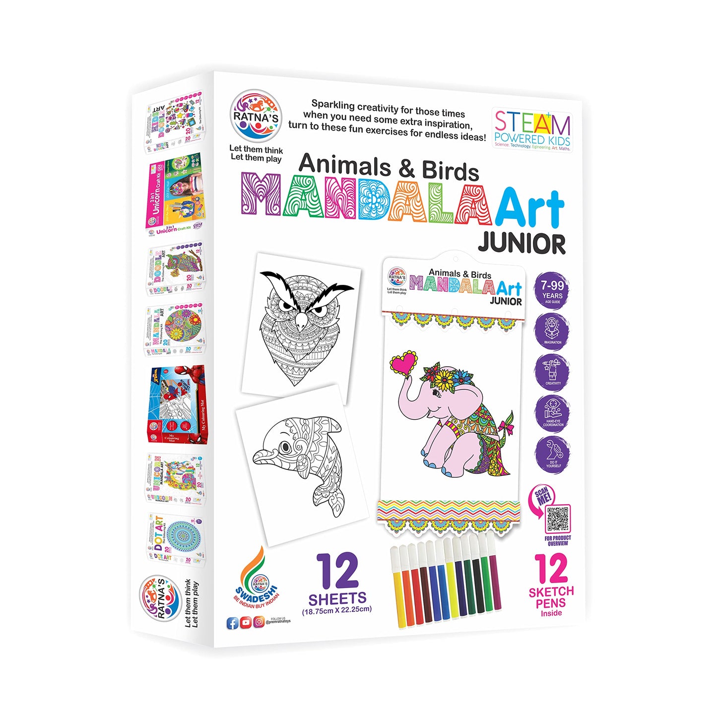 Ratna's Mandala Art Junior Animals & Birds The Coloring Kit