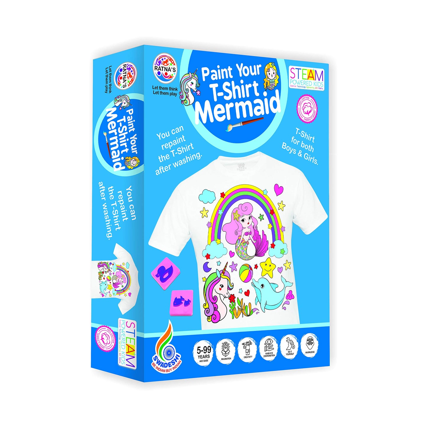 Ratna's Paint Your T-Shirt A Perfect Art and Craft kit for Kids (Mermaid)