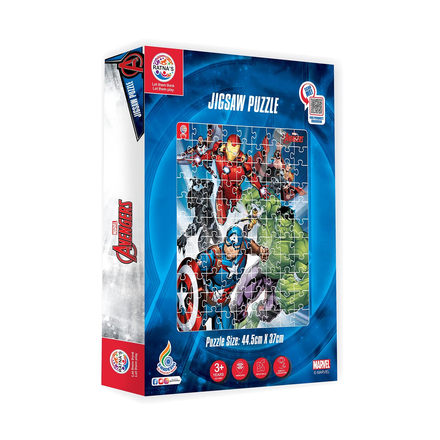 Ratna's 99 Pieces Disney & Marvel Series Jigsaw Puzzle for Kids. Puzzle Size 44.5cm X 37cm (Avengers)