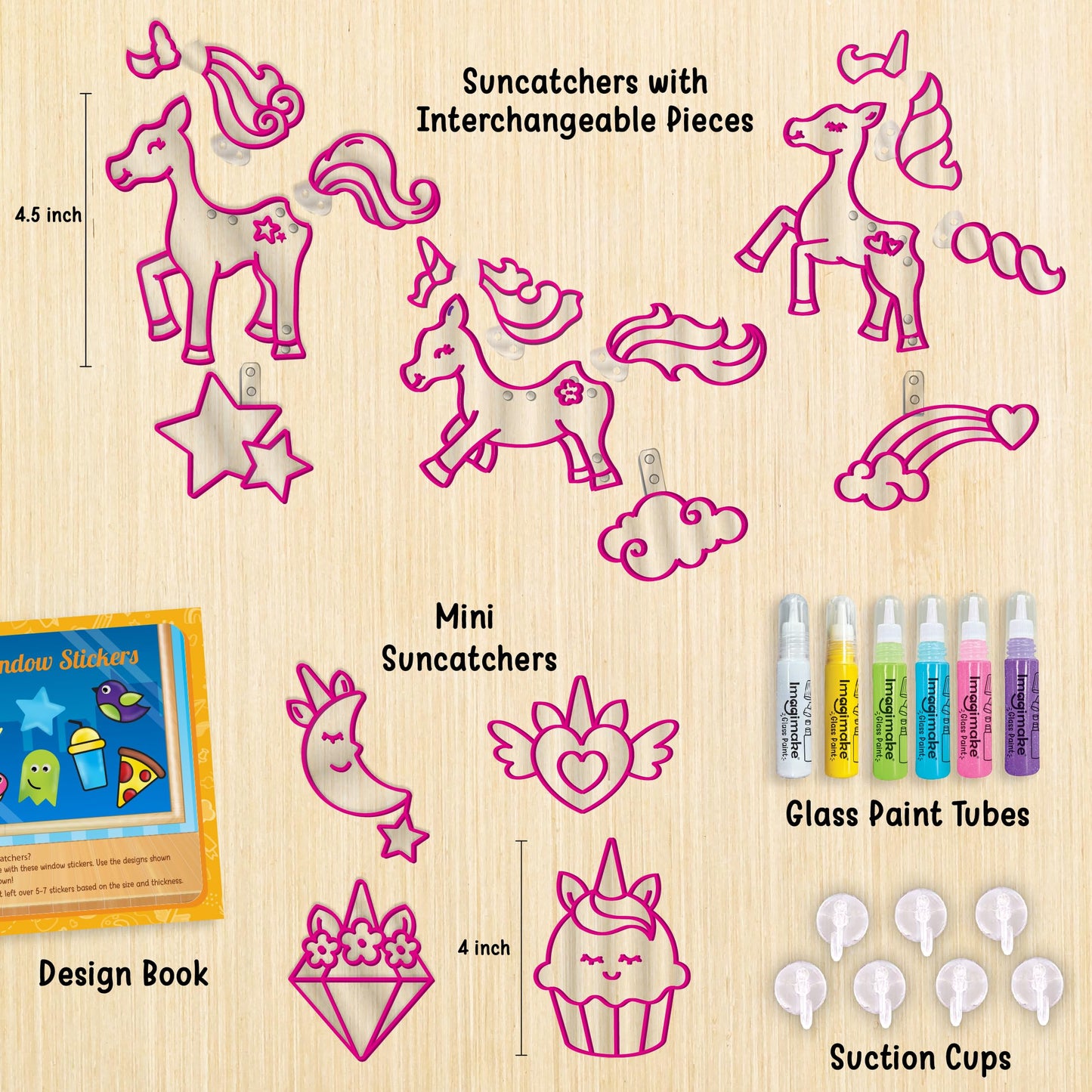 Imagimake Unicorn-Themed Window Art Craft Kit: Glass Painting Set