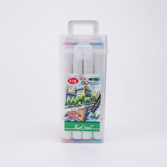 Touch Cool Twin Head Dual Tip Alcohol Based Art Markers Pen for Manga and Impression Sketch Set of 12 Colour Markers