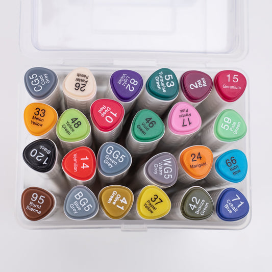 Touch Cool Twin Head Dual Tip Alcohol Based Art Markers Pen for Manga and Impression Sketch Set of 24 Colour Markers