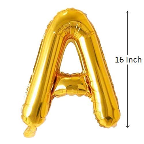 Alphabet Foil Balloon, Letters A-Z And Numbers 0 9 In 16 Inch Golden Balloons For Birthday Anniversary Engagement Marriage Or Other Kind Of Parties Celebrations Decorations