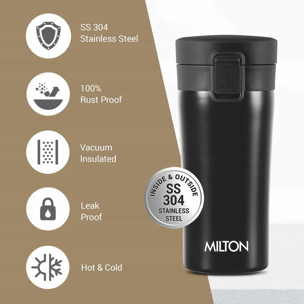 Milton Coffee Mug Thermosteel Hot or Cold Insulated Flask, 300 ml, Peach | Leak Proof | Rust Proof | Tea Mug | Soup Flask | Juice Mug | Water Flask | Easy Grip | Easy to Carry