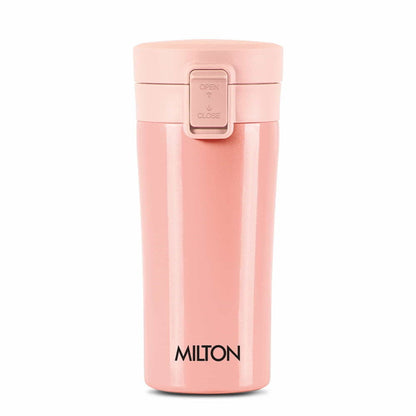 Milton Coffee Mug Thermosteel Hot or Cold Insulated Flask, 300 ml, Peach | Leak Proof | Rust Proof | Tea Mug | Soup Flask | Juice Mug | Water Flask | Easy Grip | Easy to Carry