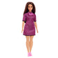 Barbie Fashionistas Doll #188, Curvy, Black Hair, Pink & Black Checkered Dress, Love Necklace, Pink Sneakers, Toy for Kids Ages 3 and Up