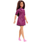 Barbie Fashionistas Doll #188, Curvy, Black Hair, Pink & Black Checkered Dress, Love Necklace, Pink Sneakers, Toy for Kids Ages 3 and Up