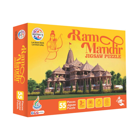 Ratna's 55 Pieces Ram Mandir Jigsaw Puzzle for Kids. Puzzle Size 43.75cm X 36.25cm