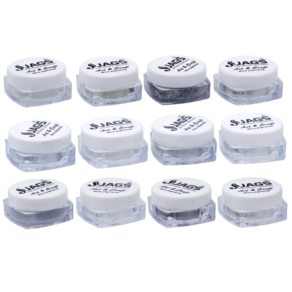 Jags Mica Powder Silver Pack of 12 Each Shades