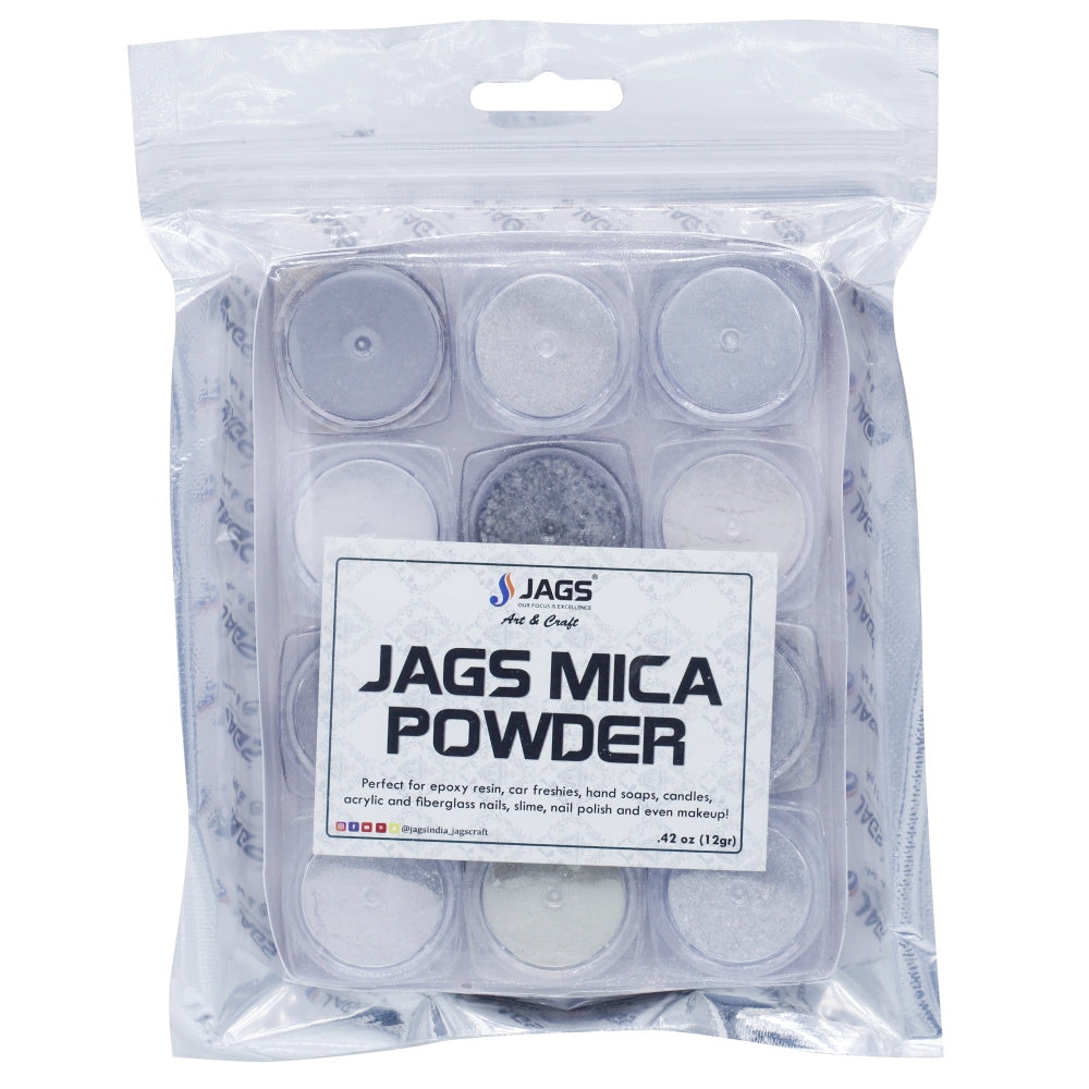 Jags Mica Powder Silver Pack of 12 Each Shades