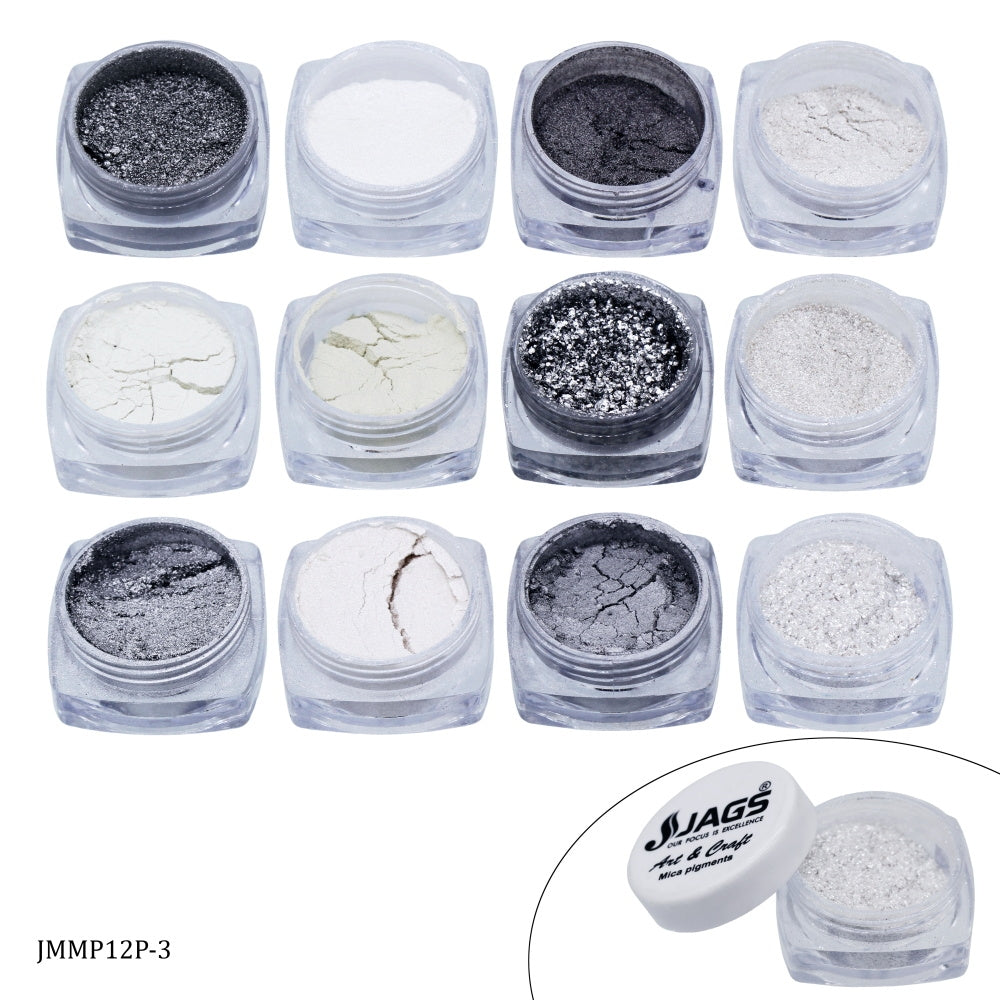 Jags Mica Powder Silver Pack of 12 Each Shades