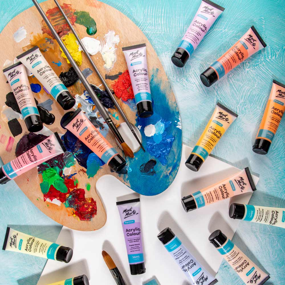 Mont Marte Acrylic Colour Pastel Paint Set Signature 48pc x 36ml
