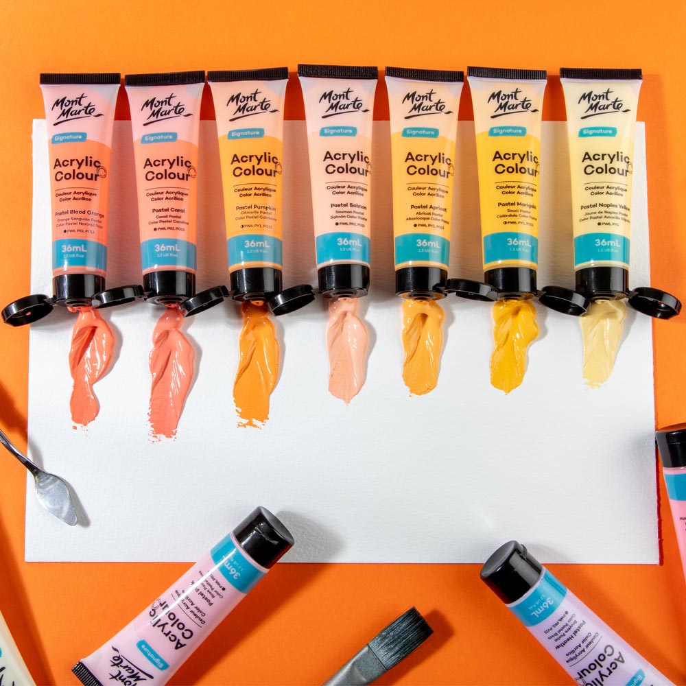 Mont Marte Acrylic Colour Pastel Paint Set Signature 48pc x 36ml